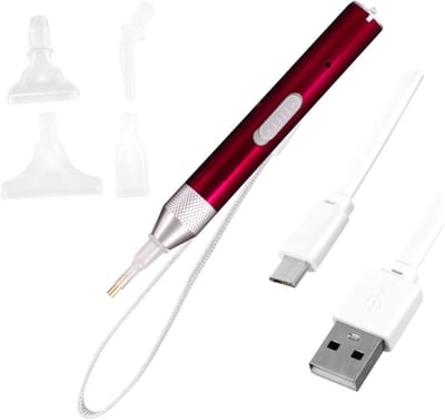 Lichtgevende Puntboorpen - Strass Schilderpen - Nail Art - 5 Verwisselbare Koppen - 11 x 1 x 1 cm - Rood
