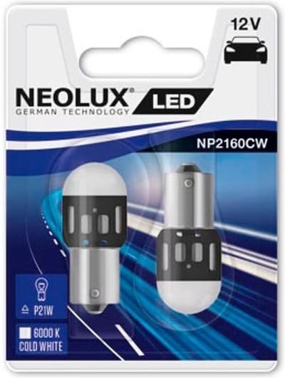 Neolux autosignaallamp - BA15s Led 12 Volt 1.2 Watt koud/Wit - 2 Stuks