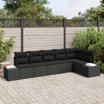 vidaXL - Tuinbank - Set - 6 - st - Zwart - poly - rattan