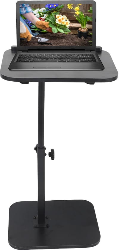 Laptoptafel op wielen - Bedtafel met wieltjes - Bedleestafel - Laptoptafel - Bijzettafel - Verstelbare bedtafel en bijzettafel - Hoogte verstelbaar - Zwart