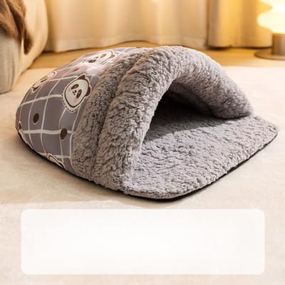 Nid pour animaux de compagnie Automne et hiver Nid pour chat chaud Nid pour chat adulte Nid pour animal de compagnie en hiver Sac de couchage fermé Lit pour chat Jas Grey