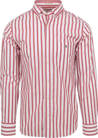 Gant - College Overhemd Streep Rood - Heren - Maat XXL - Regular-fit