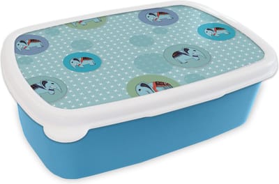 Broodtrommel Blauw - Lunchbox - Brooddoos - Olifant - Stippen - Design - 18x12x6 cm - Kinderen - Jongen
