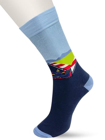 Bonnie Doon Heren Sokken met Formule 1 Print maat 40/46 Donker Blauw - Thema Sokken - Race - Cadeau Sokken - Zacht Katoen met Gladde Teennaad - Comfortabel - Perfect Cadeau - Black Iris/Blue - BT992133.479
