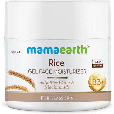 Mamaearth Rijstgel Gezichtscrème Voor Glazen Huid Met Niacinamide 100ml | Lichte Hydratatie Voor Een Gladde, Gelijkmatige, Stralende Huid