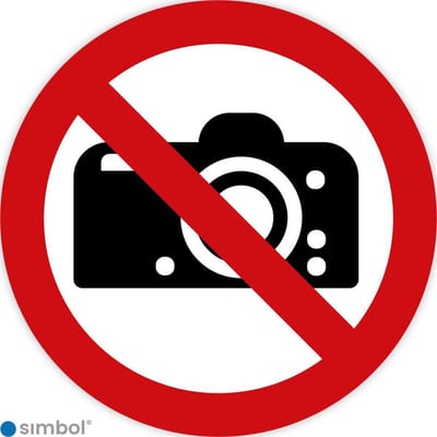 Simbol - Stickers Verboden Te Fotograferen - Geen Foto's Maken (P029) - Duurzame Kwaliteit - Formaat ø 5 cm.