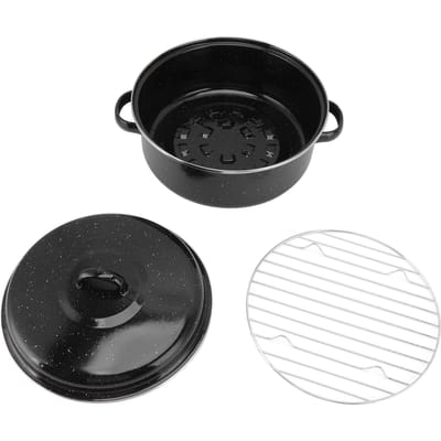 Plat à rôtir Finition mouchetée noire Ménager Antiadhésif Pot à rôtir pour barbecue avec couvercle pour Rôti Sucré 26cm 8cm