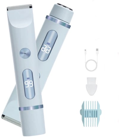 2 in 1 Ladyshave voor Vrouwen - Elektrisch Scheerapparaat - Bikinitrimmer - Waterdicht - Epilator - Trimmer vrouw - Met digitaal display - Blauw