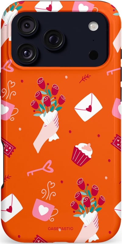 Casetastic hoesje geschikt voor Apple iPhone 17 Pro Max - MagSafe - Dubbellaagse bescherming - Valentijnsdag Feest - Fashion Case - Oranje Koraal