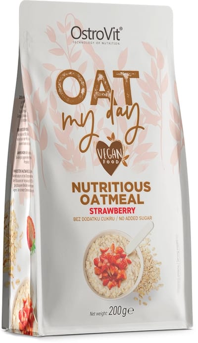 Eiwit Oats - Ontbijtgranen - Instant Oat Flakes - Havermout - Aardbei - 200 g - Oat My Day - OstroVit