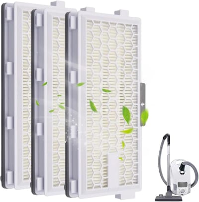 3-delige HEPA-stofzuigerfilterset, stofzuigerfilter voor Miele Compact C1 & C2, Complete C2 & C3, S8340, HEPA-stofzuigerfilter voor mensen met allergieën ter bescherming tegen fijnstof en geuren.