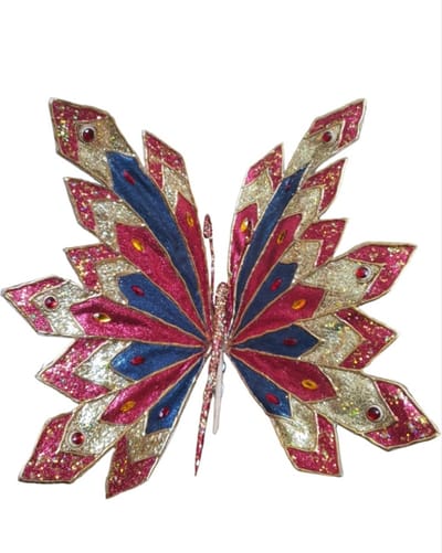 House of Seasons Luxe Kerst clip Vlinder blauw roze L48 x B38 x H5cm