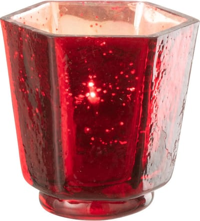 J-Line kaarshouder Heptagon - glas - rood - 4 stuks