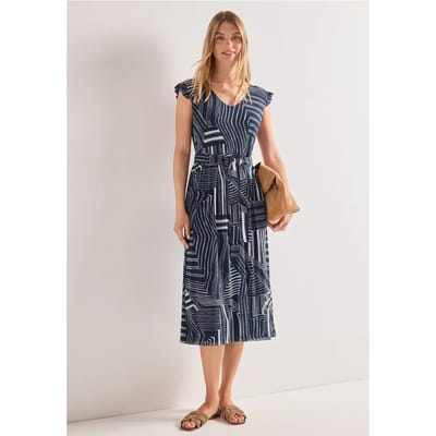 Midi-jurk van mesh met print