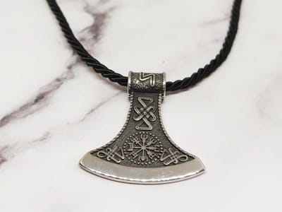 Mei's - Viking's Dane Axe - ketting heren - RVS zilver/zwart - 53 t/m 58 cm