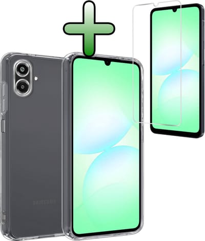 Hoesje Met Screenprotector - Geschikt voor Samsung Galaxy A07 - Sterk & Shockproof - Back Cover - Siliconen Case - Telefoon Hoes - Transparant