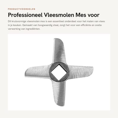 Dailygoods- Vleesmolen Professioneel - Kruisvormig Mes - Staal - Voor Huishoudelijke Keuken - Geschikt voor Worsten - 100% Gloednieuw - Vleesmes