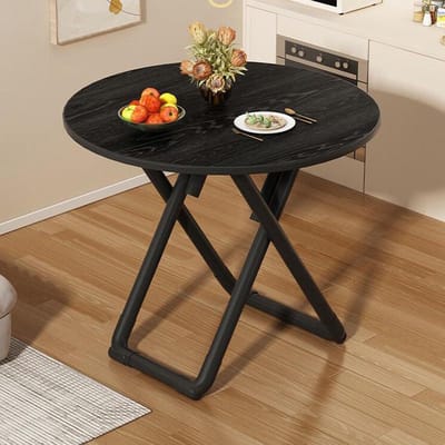 Inklapbare Bureautafel - Compact Bureau Opvouwbare Tafel - Thuiswerken en Studeren - Geen Montage Nodig - 70 cm - Zwart Rond