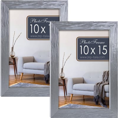 2x stuks houten fotolijst zilver geschikt voor een foto van 10 x 15 cm