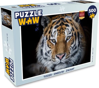 Puzzel Tijger - Sneeuw - Zwart - Legpuzzel - Puzzel 500 stukjes