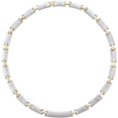 Ketting Dames Zilver Goud – Korte Schakelketting Bicolor – Choker Ketting 43 cm – Nikkelvrij – Behave