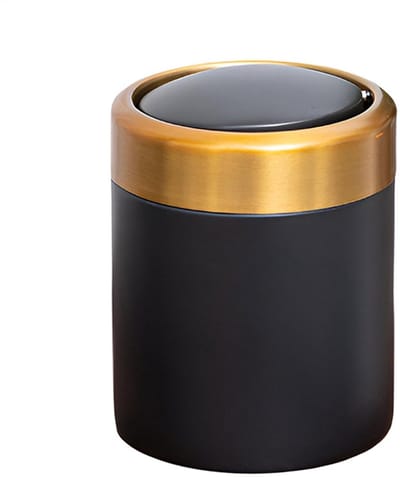 Afvalbak Tafelblad - Prullenbak Bureau - Opgeruimd Houden - Met Zwenkdeksel - 16 cm hoog - Zwart