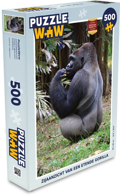 Puzzel Zijaanzicht van een etende Gorilla - Legpuzzel - Puzzel 500 stukjes
