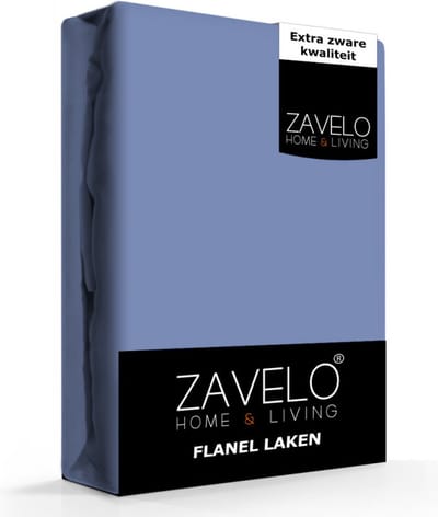 Zavelo Deluxe Flanel Laken Denim Blauw - 2-persoons (200x260 cm) - 100% katoen - Extra Dik - Zware Kwaliteit - Hotelkwaliteit