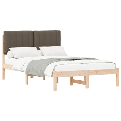 vidaXL - Bedframe - met - Gevoerde - Hoofdbord - Naturel - en - taupe - 120 - x - 200 - cm