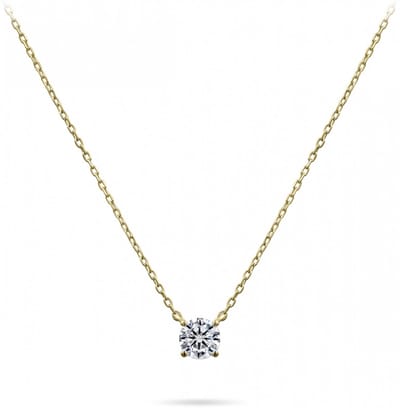 Gisser Jewels - Hanger incl. Ketting - Solitaire gezet met Zirkonia - 4mmØ - Lengte 38+4cm - 14 Karaat Geelgoud - VGN001-38+4 - Sieraad - Dames