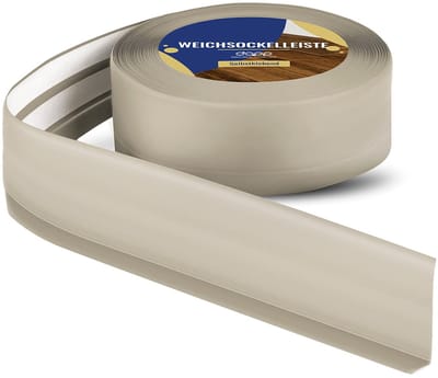 DQ-PP ZACHTE PLINT - 5 m - Beige - 50 x 15mm - PVC - zelfklevend - knikhoek plinten rubberen strip plint hoekprofiel afsluitstrip vloerlijst