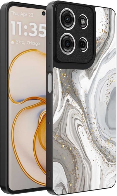 Geschikt voor Motorola Edge 50 Telefoonhoesje met marmer opdruk - TPU backcover case marble design - Zilver - Smartphonica geschikt voor Motorola Edge 50