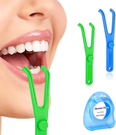 Allecto - Floss Pick Holder - Tandfloss - Ideaal voor het reinigen van tanden - 2 Stuks - Flosdraad 50 m - Voor gezinnen - Geschikt voor hotels en ..