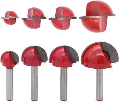Set van 4 ronde frezen 6 mm voor houtbewerking, precisiefrezen, houtbewerkingstools, freestechnieken