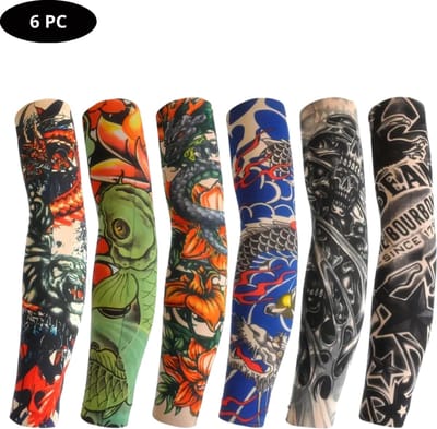 Livano Tattoo Sleeve - Voor Volwassenen - Mouw - Tatoeage - Arm Warmer - Zonbescherming - UV Beschermend - 6 Stuks