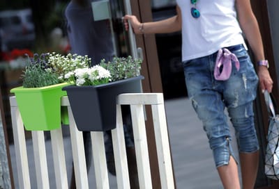 Prosperplast Plantenbak - balkon plantenpot - antraciet - kunststof - 40 cm - balustrade