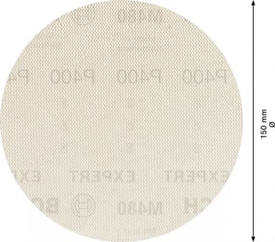 Bosch Accessories EXPERT M480 2608900697 Schuurnet voor excentrische schuurmachine Ongeperforeerd Korrelgrootte (num) 400 (Ø) 150 mm 5 stuk(s)
