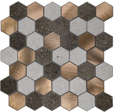 Zelfklevende Mozaïek Steenstrip Hexagon Medium Stone