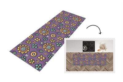 Keukenloper - Loper keuken - Meisjes - Vlinder - Planten - Patronen - 150x50 cm - Keukenloper vinyl
