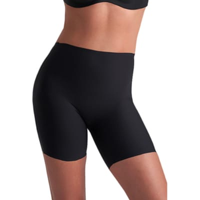 Bye Bra Mid Waist Low Back Shaping Shorts voor dames, onzichtbaar naadloos ondergoed voor outfits met open rug, siliconen voor optimale pasvorm, zachte stof (zwart, S)
