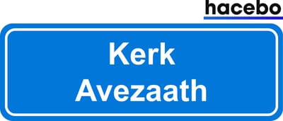 Hacebo - Plaatsnaam Sticker - 29x10 CM - Kerk Avezaath sticker - Verkeersborden sticker - grappige cadeaus - Kerk Avezaath
