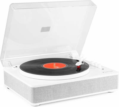 Platenspeler Bluetooth (in/uit) - Fenton RP162W - retro platenspeler met speakers (stereo) en mp3 speler - Wit