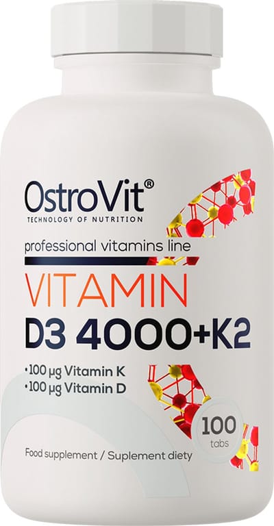 OstroVit - Vitamine D3 4000 IE + K2 - 100 Vegetarische tabletten - Vitamin D3 + K2 supplements - Batchgewijs getest in onafhankelijk laboratorium