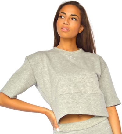 Huispak dames - set - yoga broek - wijde pijpen - hoge taille - sportbroek dames - t-shirt - grijs  - maat L
