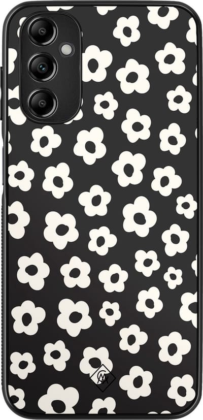 Casimoda® hoesje - Geschikt voor Samsung Galaxy A14 5G - Retro Bloempjes - Zwart TPU Backcover - Geen opdruk - Zwart