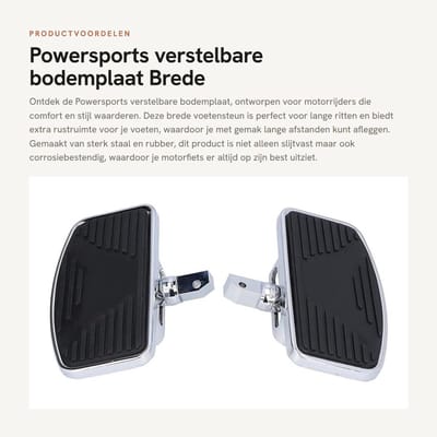 Dailygoods- Bodemplaat verstelbaar - Motorfiets vloer - Brede voetensteun - Slijtvast staal/rubber - Eenvoudige installatie - Comfortabel rijden