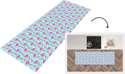 Keukenloper - Loper keuken - Flamingo - Stippen - Dieren - Patroon - 150x50 cm - Keukenloper vinyl