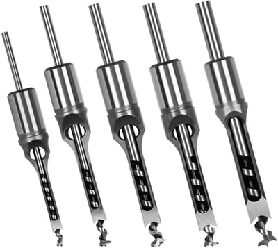 HSS Houtbeitels en Contrapuntboor Set voor Houtbewerking - 5 Stuks van 6.4 mm tot 16 mm, Precisie Gereedschap voor Timmerwerk en Boren