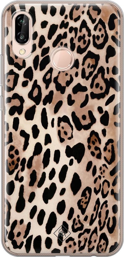 Casimoda® hoesje - Geschikt voor Huawei P20 Lite (2018) - Luipaard print bruin - Siliconen/TPU - Soft Case - Bruin/beige - Luipaardprint