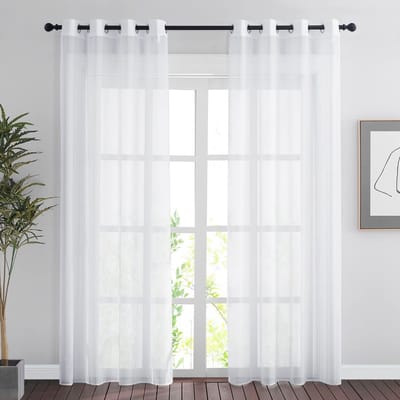 Dailygoods- Gordijn Modern - Dubbele Gordijnen - Tule - 140 x 220 cm - 2 Stuks - Met Oogjes - Woondecoratie - Raamdecoratie